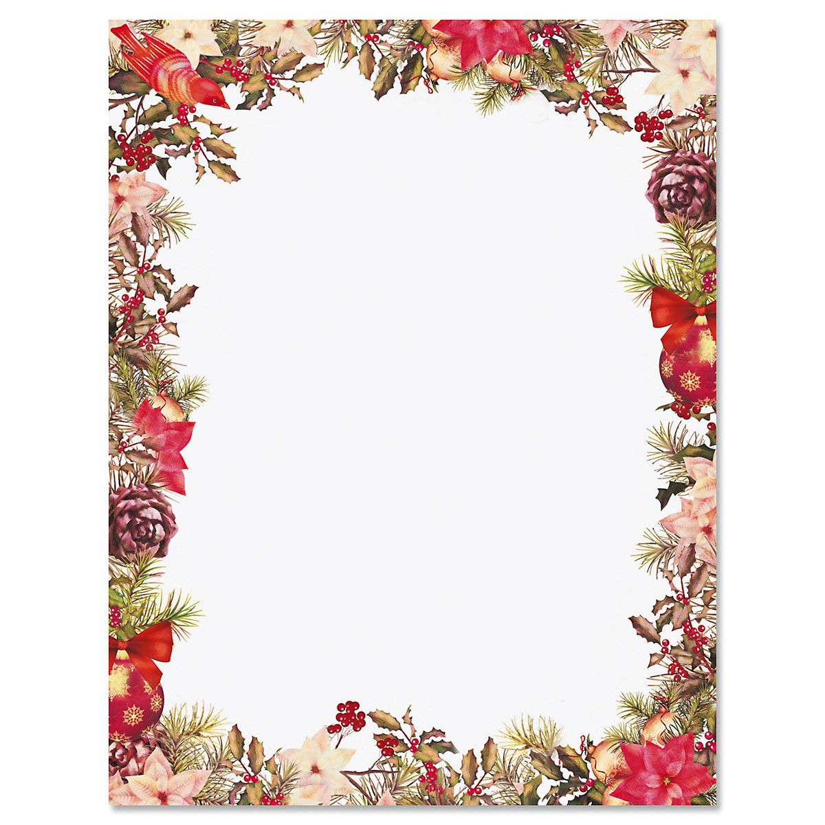 Pines and Berries Christmas Letter Papers Set of 25 Christmas