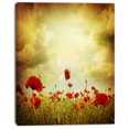 thumbnail image 2 of Red Poppies on Grunge Background - Floral Canvas Art Print, 2 of 3