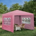 thumbnail image 6 of Pop Up Canopy Tent 10x10, Instant Outdoor Gazebo with Removable Sidewalls, Portable Shade Shelter with 4 Sand Bags & Carry Bag for Patio, Party, Beach, Camping, Pink, 6 of 11