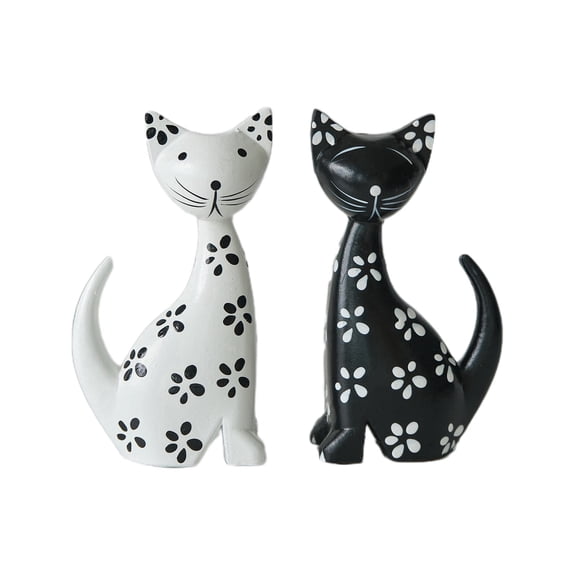 Cheapark 2 Pack Wooden Cat Table Ornament Shelf Sitter Decorative Figurine For Home Office Living Room Bedroom Desktop Pet Themed Decor