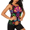 thumbnail image 2 of Xecao Colorful Floral Embroidery Mexican print women's scoop neck, loose-fit workout tank tops for the gym., 2 of 9