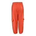thumbnail image 6 of Amidoa Boys Cotton Linen Cargo Pants- Casual Elastic waist Lightweight Relaxed Fit Summer Joggers Orange Size 12, 6 of 6