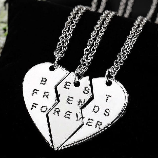 Fashion 3pieces Broken Heart Pendant Necklace Chic Best Friends Forever Necklace