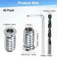 thumbnail image 3 of 40-Pack Threaded Inserts for Wood, 1/4-20x20mm Hex Drive Threaded Insert Nuts, with a Hex Wrench and Drill Bit [Silver Tone], 3 of 6
