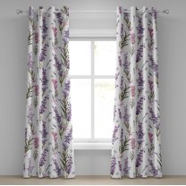 Ambesonne Floral Grommet Curtain, Minimalist Spring Romance, 50"x84", Violet Pink and Green