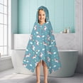 thumbnail image 6 of Blue Cartoon Unicorn Rainbow Star Heart Cloud Hooded Bath Towel，50"x30" for Ages 3 To 12 Kids, Quick Dry Lightweight Soft Microfiber Hood Beach Towel Cover Up for Kids, 6 of 7