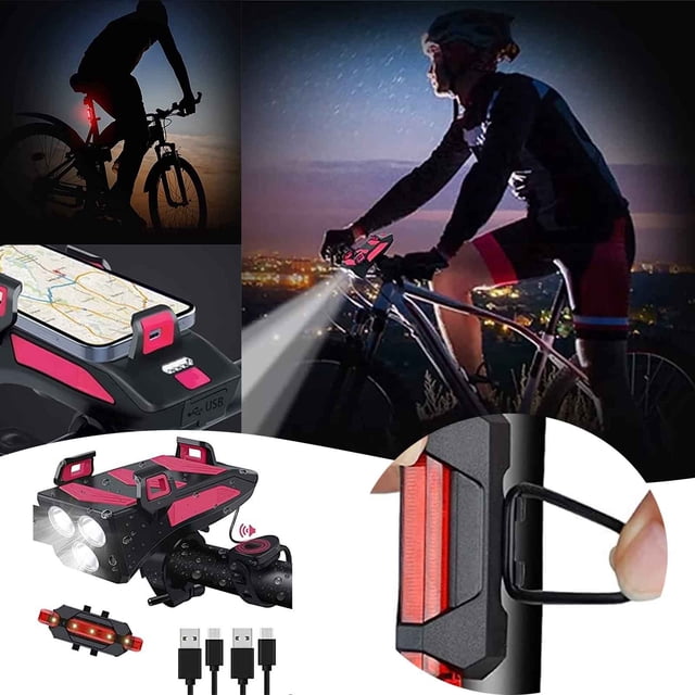 Light Product Category Highlight USB Rechargeable 4000mAh LED Light Set with In-Built Power Bank and Mobile Phone Holder for All-Road Cycling Hiking Camping and Emergency Use