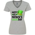 thumbnail image 3 of Inktastic Happy St. Patrick's Day Green Hat and Clovers Women's V-Neck T-Shirt, 3 of 5