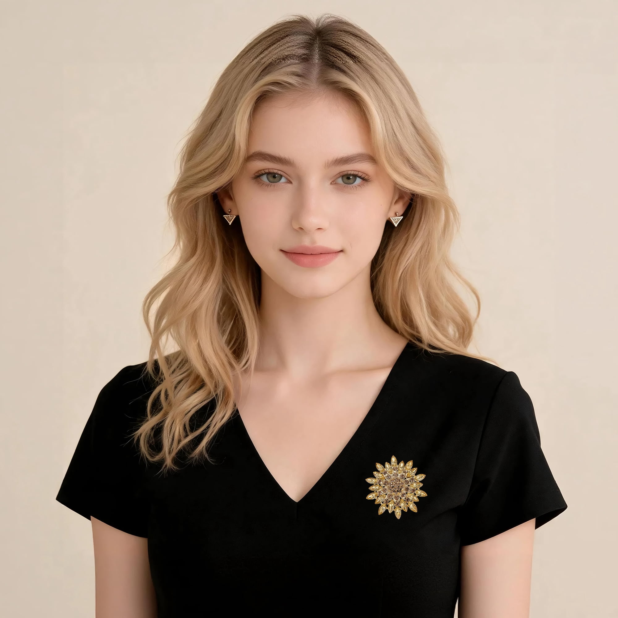 Unique Bargains Faux Crystal Ice Flower Rhinestone Brooch for Fashion Accessories Coffee
