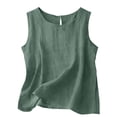 thumbnail image 2 of GZWYHT Linen Tank Tops For Women，Womens Tank Tops Sleeveless Linen Tops For Women Organic Cotton Tank Tops Womens Linen Vest Cotton Sleeveless Tops Linen Vest Top Green XL, 2 of 9