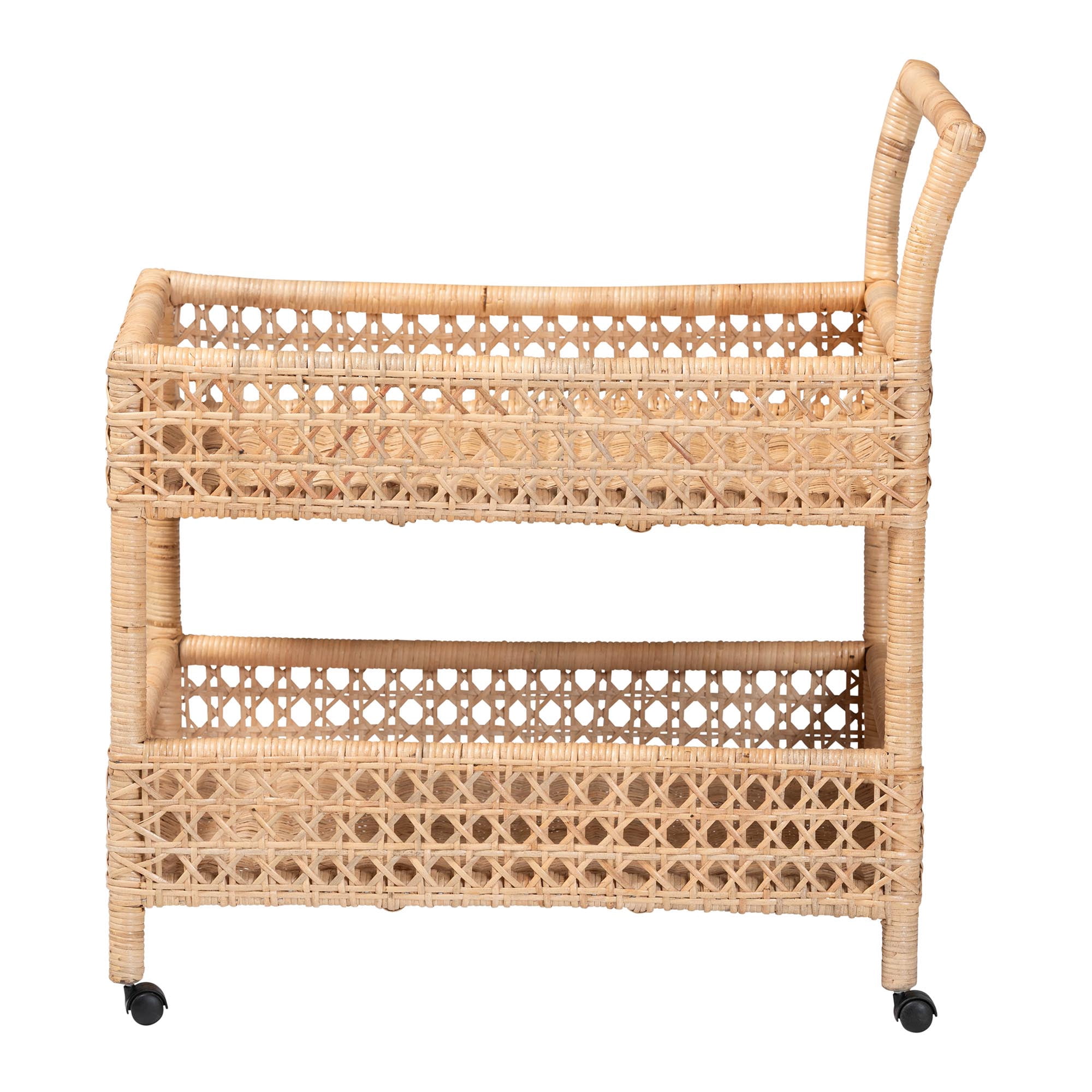 bali & pari Alaina Boho Kitchen Cart, 2-Tier, Natural Rattan