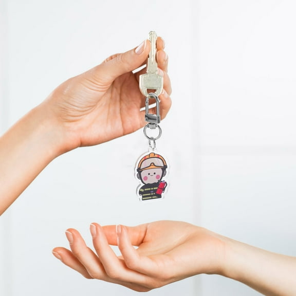 OUNONA Firefighter Keychain Fireman Key Ring Firefighter Party Decorations Souvenir Key Rings Ornaments For Party Favors Goodie Bag Stuffers