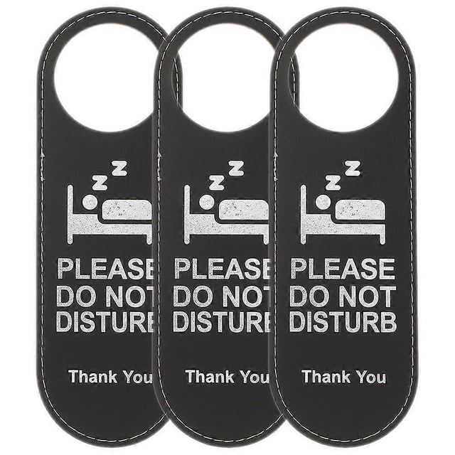 3Pcs Leather Door Hanger Sign Hotel Door Hanger Signs Do Not Disturb Make Up Room Signs