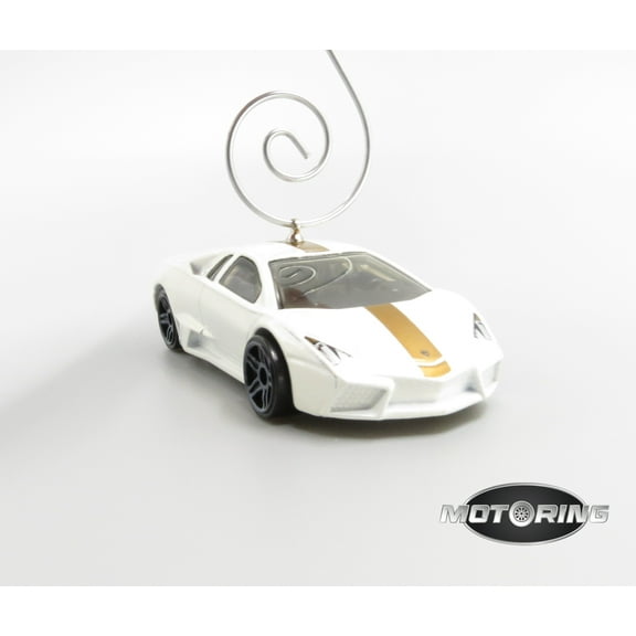 Lamborghini White Gold Car Rare Christmas Tree Ornament Diecast