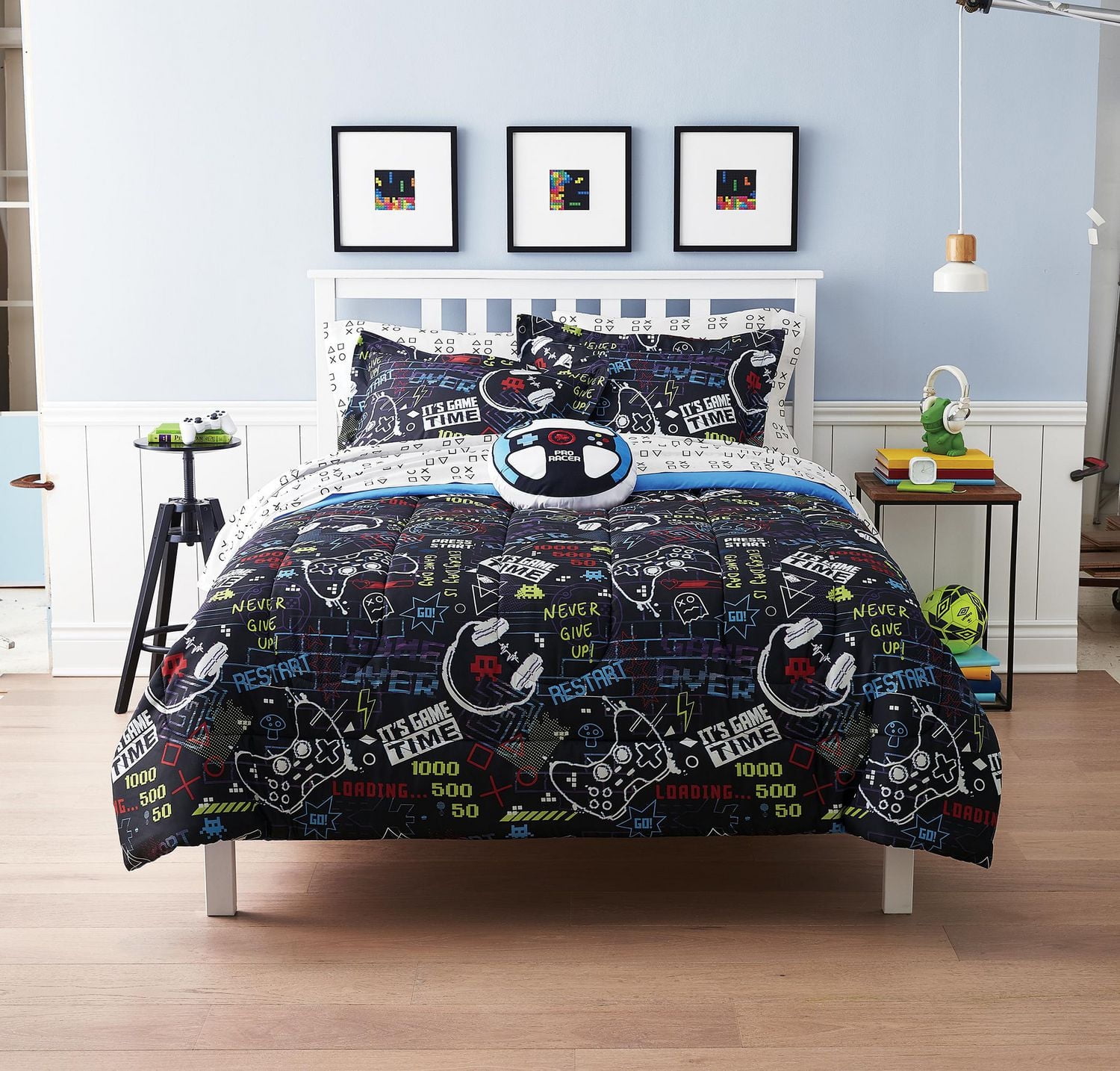 Ensemble de lit complet Gamer de Mainstays Kids 1 place: 6 morceaux et 2 places: 8 morceaux