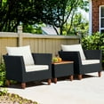 thumbnail image 4 of Gymax 3PCS Cushioned Patio Conversation Furniture Set w/ Wooden Table Top & Feet, 4 of 10