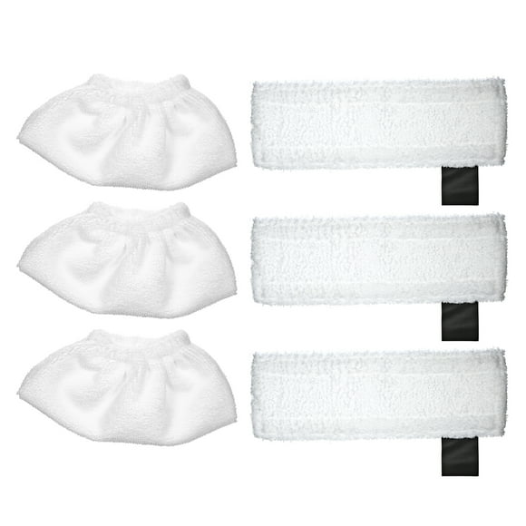Ensemble de 6 Tampons de Vadrouille en Tissu de Rechange pour Accessoires de Chiffon de Vadrouille SC2/ SC3/ SC4/ SC5 (3 Couvre-Embout de Chiffon et 3 Tampons de Vadrouille en Microfibre)