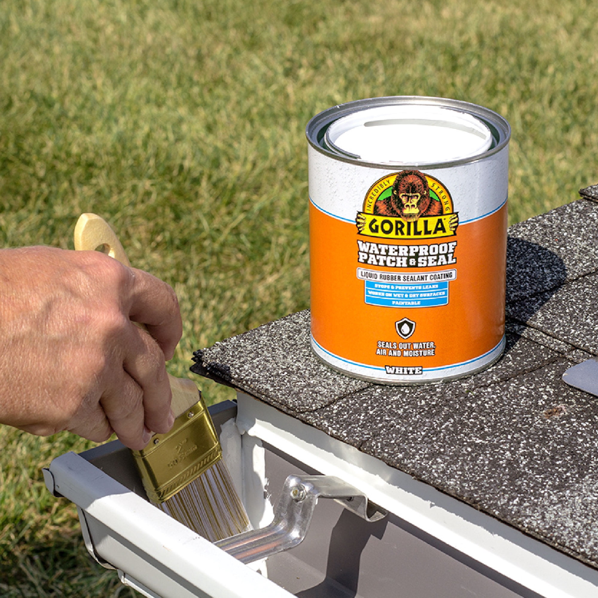 (2 pack) Gorilla Patch & Seal Liquid Rubber Waterproof Sealant, White, 32 Ounce