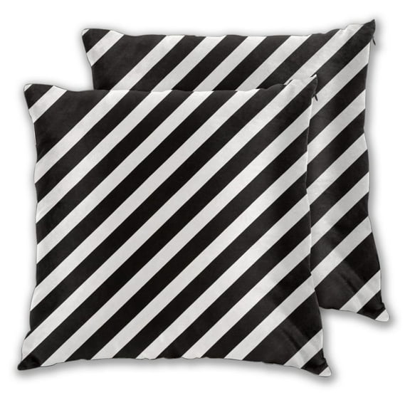 Black And White Stripes Couch Square Decorative Throw Pillow Covers Set of 2 for Sofa Bed Cushion Covers Home Decor 18"x18"