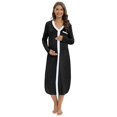 thumbnail image 2 of Womens Nursing Gown Nightgown Maternity Nursing Dress 3 in 1 Delivery/Labor/Nursing Breastfeeding Birthing Long Sleeve Gown Nightgown with Button,Black S-2XL, 2 of 7