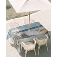 thumbnail image 3 of 54x80 Inch Outdoor Tablecloth with Umbrella Hole Zipper Rectangle Coastal Beach Wave Rectangular Tablecloths Outside Waterproof Summer Ocean Abstract Oil Painting Art Patio Table Cover for Picnic, 3 of 8