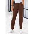 thumbnail image 4 of Pantalones PRETTYGARDEN de tiro alto, largo hasta el tobillo, color café, talla S, 4 of 8
