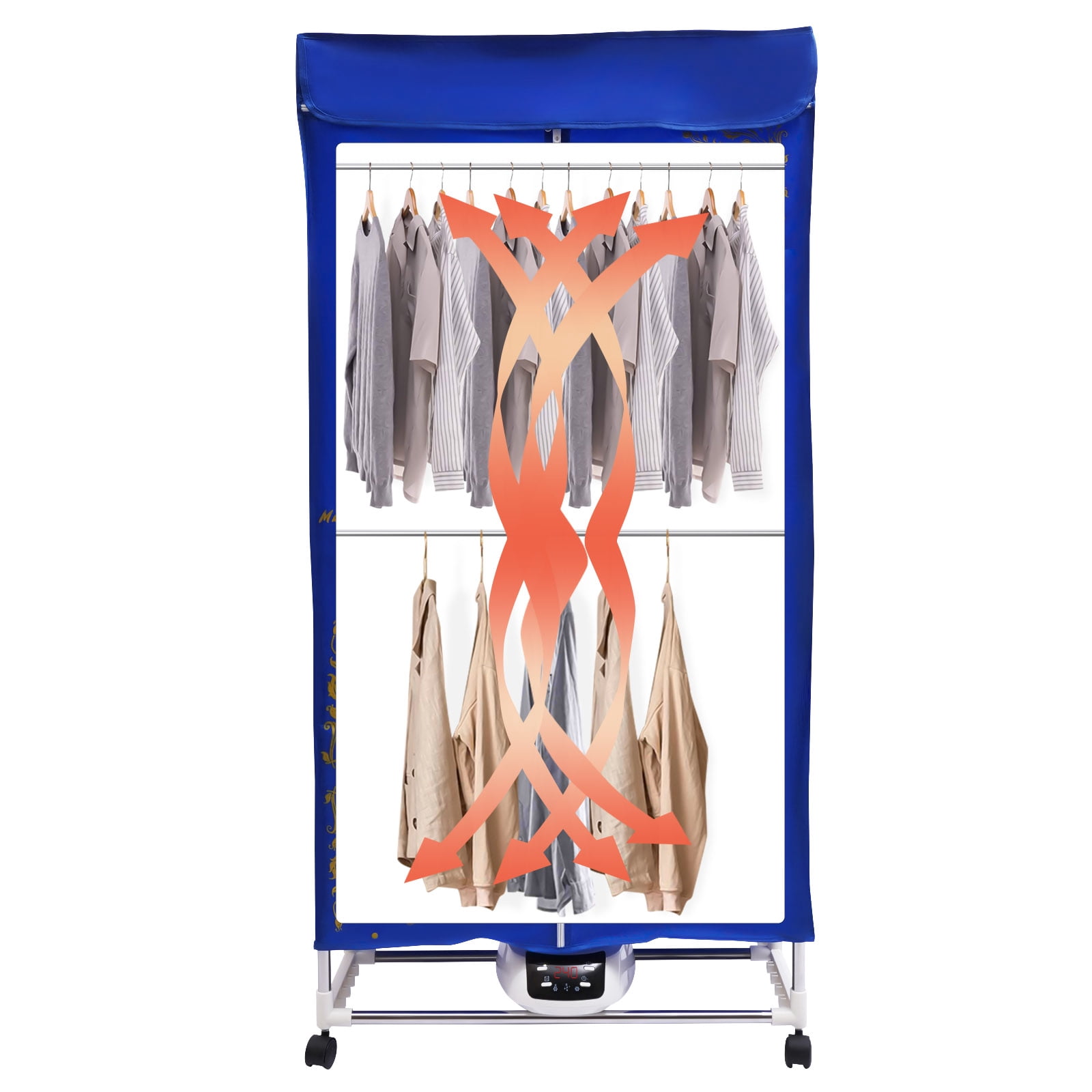 Quiet Clothes and Shoe Dryer with Remote Control, 3 Heating Modes, Over-Temperature Protection, and Adjustable Bracket Design