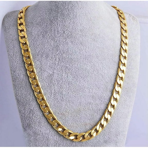 10MM 24" Men 18k Yellow Gold Plated Cuban Chain Necklace Jewelry Hip-Hop Cool
