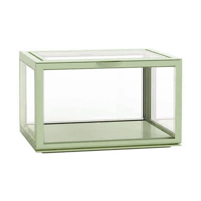 Vitrina organizadora de figuras de escritorio para muñecas, de acrílico, de alta transparencia, sellada y a prueba de polvo, color verde claro