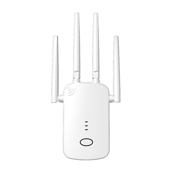 HUOEPU Dual Band WiFi Extender 1200Mbps with 4 High-Gain Antennas, Gigabit Ethernet Port, AP/Repeaterpeater Modes, Covers Up to 80ft,Universal Compatible for Home & Office