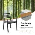 thumbnail image 3 of Ulax Furniture Outdoor Stackable Chairs Patio Stackable Aluminum Dining Armchair With Teak Arm And Olefin Cushions, Set of 2, 3 of 8