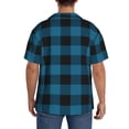 thumbnail image 3 of Fotbe Blue Black Plaid Camisa Estampada de Manga Corta para Hombre, Casual de Verano, Estilo Playero, Sin Arrugas-4X-Large, 3 of 5