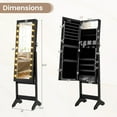 thumbnail image 3 of CHARMAID Jewelry Cabinet with Full Length Mirror and Warm Lights, Lockable Jewelry Armoire with Storage, 4 Tilt Angles, Standing Jewelry Organizer with Makeup Mirror for Girls Bedroom (Black), 3 of 18