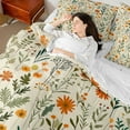 thumbnail image 4 of Castle Fairy Boys Girls Orange Flowers Bedding Comforter Set 7-Piece,Chic Floral Daisy Blossoms King Bedding Sets,Spring Garden Ultra Soft Bed Sheets,Super Cozy Room Decor,Reversible, 4 of 8