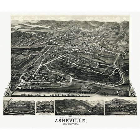 Vintage Map of Asheville North Carolina 1891 Buncombe County Poster Print