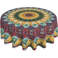 thumbnail image 3 of Mandala Tablecloth Round 60 inch,Luxury Yellow Spring Small Table Cloths for Party Waterproof Fabric Bohomian Tablecloths Decorative for Holiday Home Kitchen Party Wedding Picnic Decor 60 inch, 3 of 6