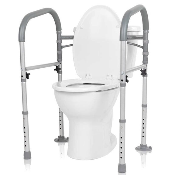 Vive Toilet Safety Frame, Freestanding Toilet Safety Rail with Padded Handrails, Adjustable Bathroom Support Bar for Seniors and Limited Mobility