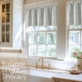 thumbnail image 4 of Linen Textured Valance Curtain Striped Kitchen Valance for Small Windows 18 Inch Light Filtering Vertical Stripe Modern Farmhouse Window Topper for Living Room Bathroom 1 Panel Green on White, 4 of 5