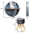 thumbnail image 2 of Patiojoy Modern Vanity Stool  Round Cushioned Stool with Wooden Legs Grey, 2 of 4