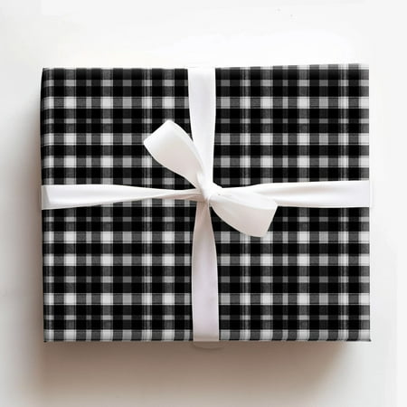 Black and White Gingham Buffalo Plaid Gift Wrapping Paper