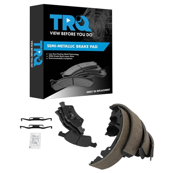 TRQ Front and Rear Brake Pad Set Semi Metallic Hardware Fits 2001-2007 Chrysler Town and Country 2001-2007 Dodge Caravan 2001-2007 Grand Caravan