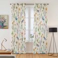 thumbnail image 2 of Kitchen Curtains 84 Inch Length 2 Panels, Spring Floral Grommets Window Treatment Curtain, Elegant Pastoral Flowers Dragonfly Retro Thermal Curtains Drapes for Living Room/Bathroom, 2 of 9
