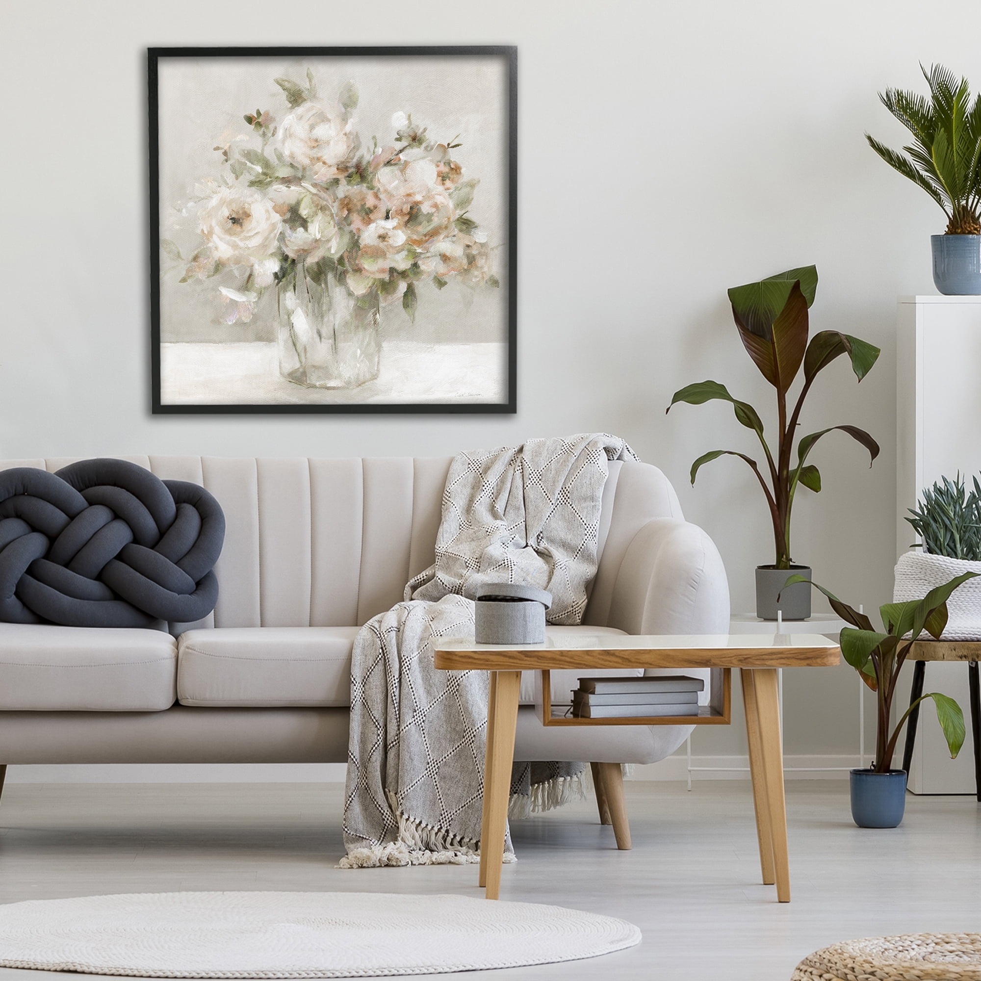 Stupell Industries Soft Neutral Floral Still Life Black Framed Giclee Art, design by Carol Robinson