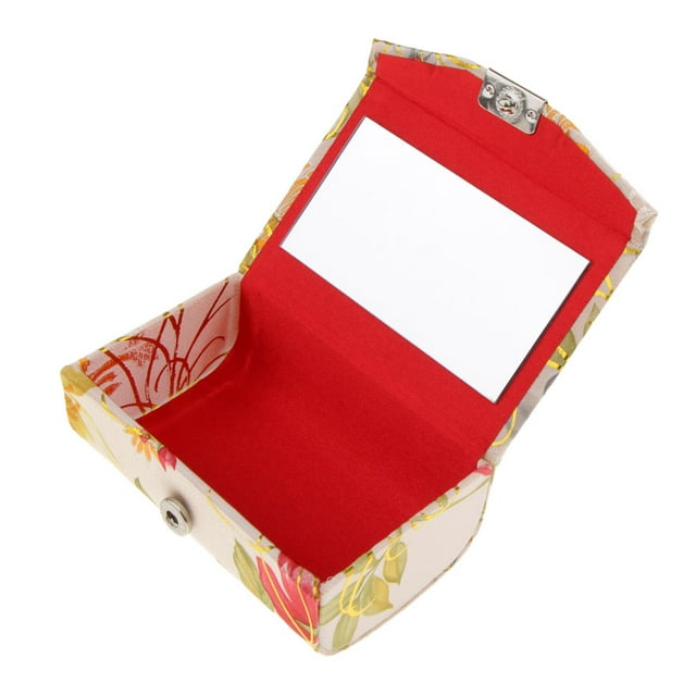 Brocado Lápiz Brillo de bios Estuche Caja de Almacenamiento Soporte de Maquilje con Espejo en El Interior con Cierre - # 1 UN Sunnimix caja de lápiz labial