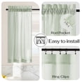 thumbnail image 2 of NICETOWN Linen Kitchen Curtains, Striped Print Farmhouse Window Drapes, Rod Pocket Semi Sheer Light Filtering Curtains for Cafe Bedroom Bathroom, Sage Green, 30"x24", 2 Panels, 2 of 6