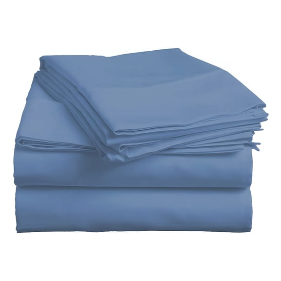 AUQ 2026 New Luxury 4 Piece Bed Sheets Set Full Size - Medium Blue Solid 100% Pure Egyptian Cotton 800 Thread Count,Sateen Weave Sheet Set,Soft Long Staple Cotton,12" Deep Pocket
