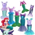 thumbnail image 2 of Disney vestidos de princesa para niñas, disfraz de la Sirenita Ariel, Carnaval, fiesta de cumpleaños, ropa de fantasía para niños, 2 of 4