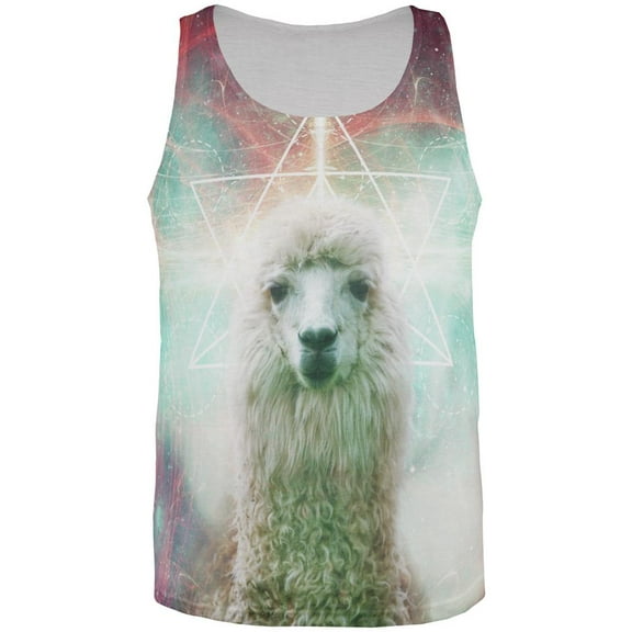 Galaxy Llama of Namaste Tetrahedron All Over Mens Tank Top Multi X-LG