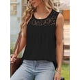 thumbnail image 3 of Camisa Plisada de Encaje Sin Mangas, Blusa de Verano, Túnica Negro XL, 3 of 4