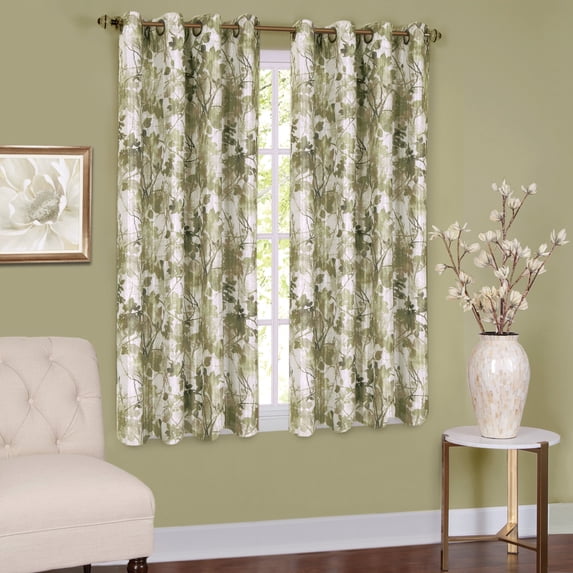 Collections Etc Tranquil Trees Grommet Top Insulated Room Darkening Thermal Black Out Window Curtain Panel, Green, 50" X 63"